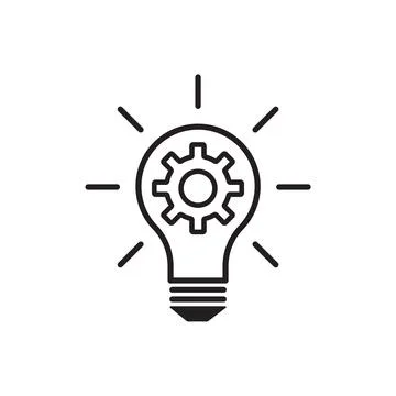 Light bulb and cog inside icon vector innovation concept for graphic design, Stock Illustration