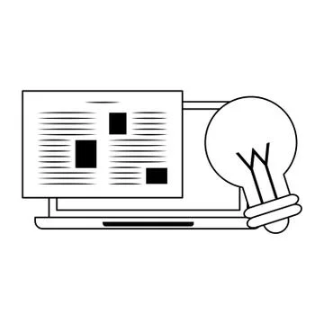 Light bulb and computer Illustrazione stock