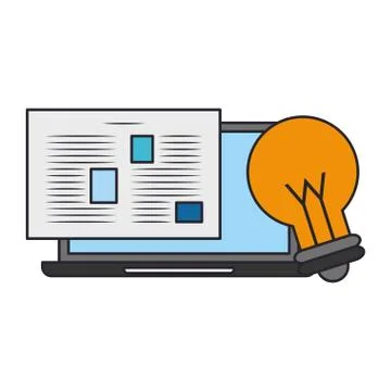 Light bulb and computer isolated icon Illustrazione stock