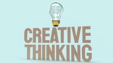The Light bulb and creative thinking text for idea content 3d rendering Stock Photos