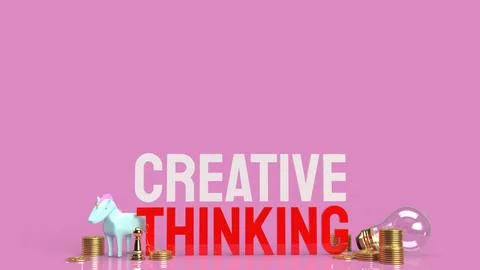 The Light bulb and creative thinking text for idea content 3d rendering Stock Photos