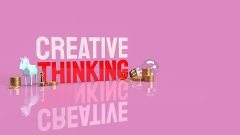 The Light bulb and creative thinking text for idea content 3d rendering Stock Photos