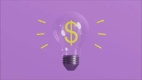 Light bulb and dollar symbol on a minimal pastel blue background. 動画素材 224098579