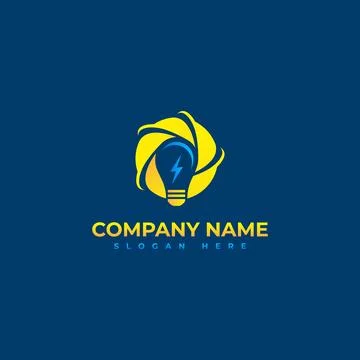 Light bulb and Electrical logo symbol design element with abstract Sun Stock Illustration