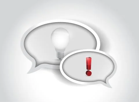 Light bulb and exclamation message bubble Stock Illustration