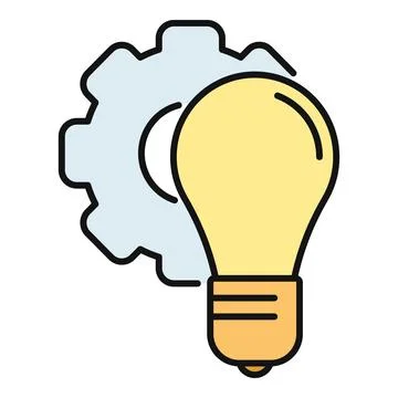 Light bulb and gear icon representing innovation process Stock Illustration