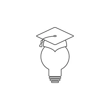 Light bulb and graduation cap icon Stock Illustration
