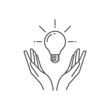 Light bulb and hand icon Stock Illustration