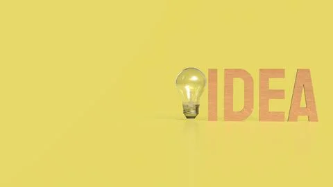 The Light bulb and idea text for creative concept 3d Rendering. Stock Illustration