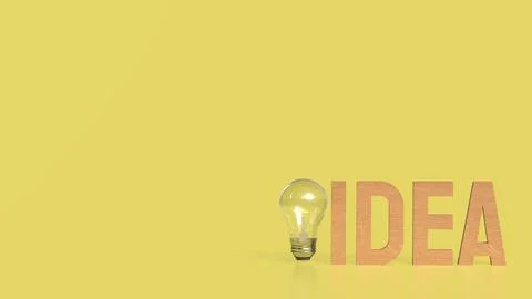 The Light bulb and idea text for creative concept 3d Rendering. Stock Illustration