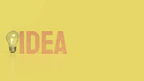 The Light bulb and idea text for creative concept 3d Rendering. Stock Illustration