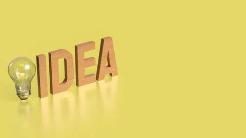 The Light bulb and idea text for creative concept 3d Rendering. Stock Illustration