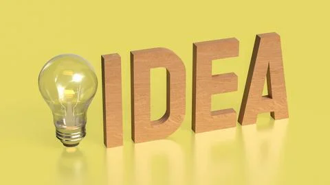 The Light bulb and idea text for creative concept 3d Rendering. イラスト素材
