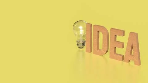 The Light bulb and idea text for creative concept 3d Rendering. 스톡 일러스트