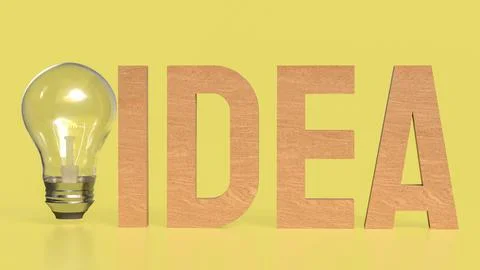 The Light bulb and idea text for creative concept 3d Rendering. 스톡 일러스트