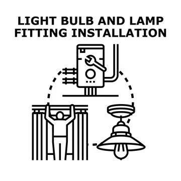 Light bulb and lamp fitting installation concept イラスト素材