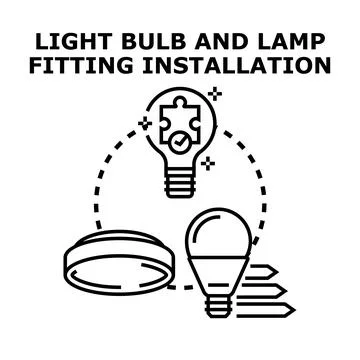 Light bulb and lamp fitting installation concept Stock Illustration