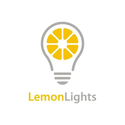 Light bulb and lemon slice Fresh Idea logo Stock Illustration