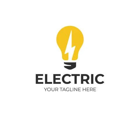 Light bulb and lightning bolt logo design. Electrical vector design Stock Illustration