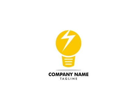 Light bulb and lightning bolt logo template, Electrical vector design, Ligh.. Stock Illustration