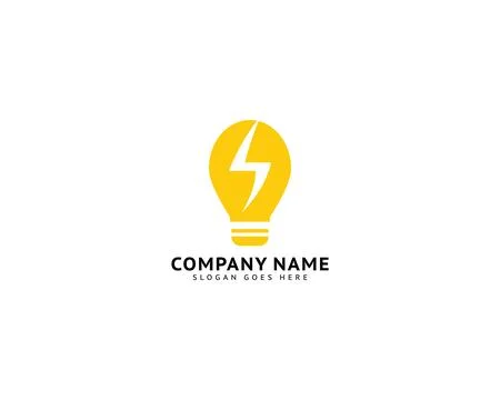 Light bulb and lightning bolt logo template, Electrical vector design, Ligh.. Stock Illustration