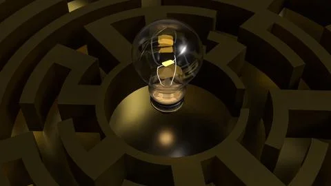 The Light bulb and maze for creative concept 3d Rendering. イラスト素材