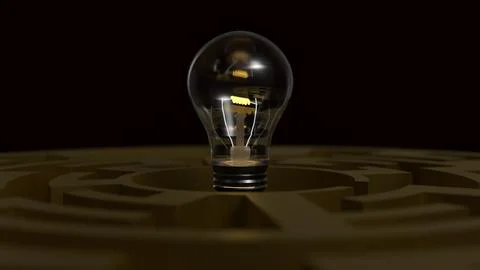 The Light bulb and maze for creative concept 3d Rendering. Stock Illustration