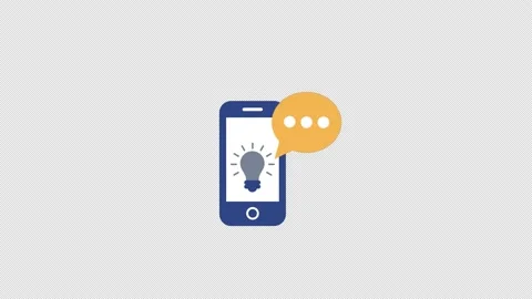 Light bulb and message on mobile icon motion graphics animation with alpha ch Stock Footage 206763653