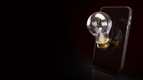 The Light bulb and mobile for idea or Business concept 3d Rendering. Stock Illustration