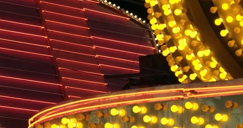 Light bulb and neon close crop of a casino marquee Stock Footage 120647773