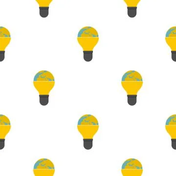 Light bulb and planet Earth pattern flat Illustrazione stock