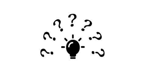 Light Bulb and Question Marks Scaling Animation for Ideas and Solutions Stock Footage 325358641