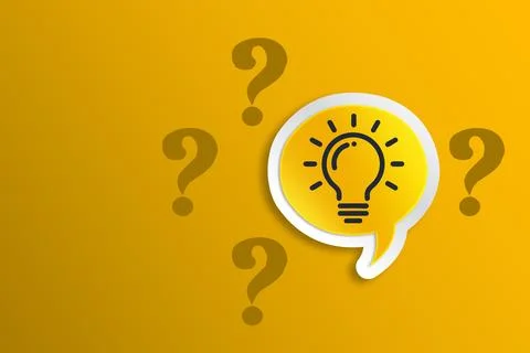 Light bulb and question marks, Creative idea or problem solving concept Illustrazione stock