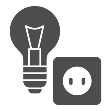 Light bulb and socket solid icon, home repair concept, Electric repair and Stock Illustration