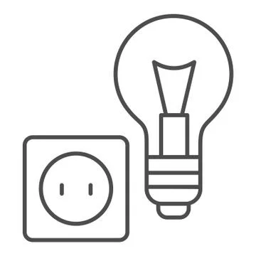 Light bulb and socket thin line icon, home repair concept, Electric repair and Stock Illustration
