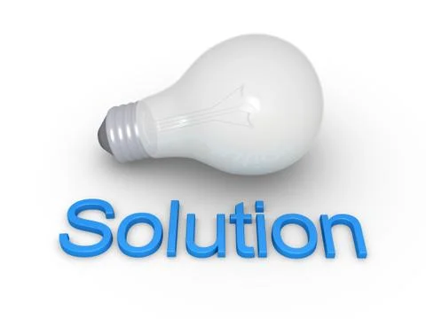 Light bulb and Solution word Stock Illustration