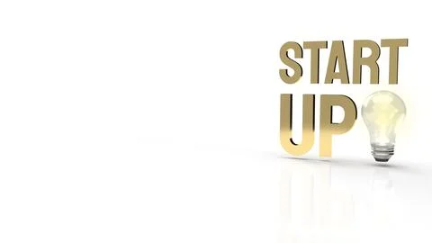 Light bulb and start up text for idea content 3d rendering. Stock Illustration