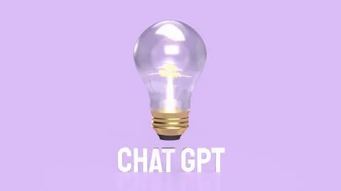 The light bulb and text chatgpt for technology  or it concept 3d rendering Illustrazione stock