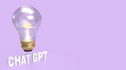 The light bulb and text chatgpt for technology  or it concept 3d rendering Illustrazione stock