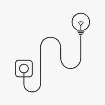 Light bulb and wire plug - vector illustration. Stock Illustration