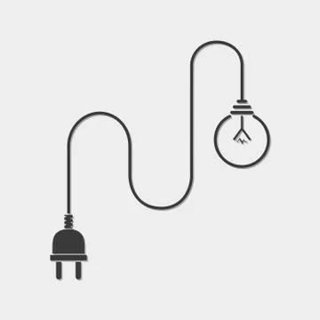 Light bulb and wire plug - vector illustration. Illustrazione stock
