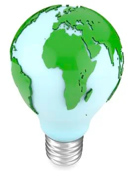 Light bulb and world map Stock Illustration