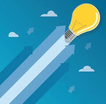 Light bulb on arrow start up concept illustration Stock Illustration