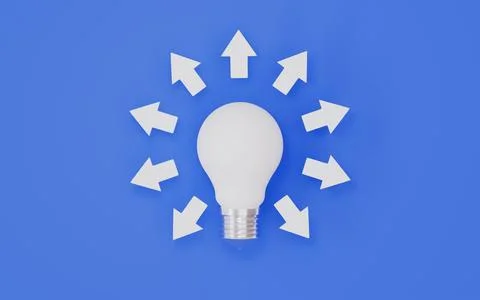 Light bulb with arrows, Creative idea concept 3d illustration Stock Illustration