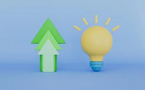 Light bulb with up arrows, Creative innovation and strategy analysis Stock Illustration