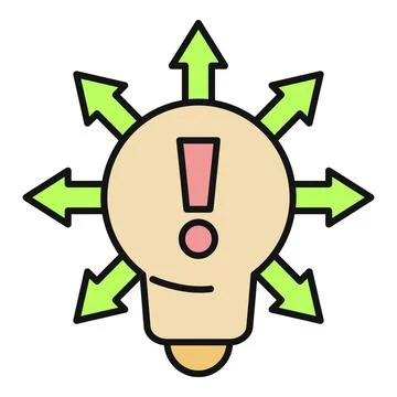 Light bulb with arrows showing multiple directions Stock Illustration
