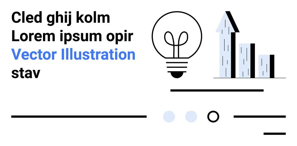 Light bulb, ascending bar graph, several text blocks, horizontal lines, and c Stock Illustration