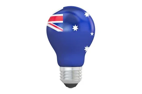Light bulb with Australia flag, 3D rendering Illustrazione stock