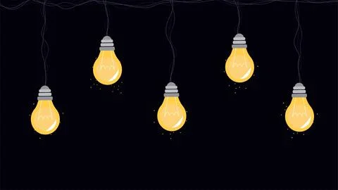 Light bulb background illustration. Yellow glowing sparkling decoration. Ha.. Stock Illustration