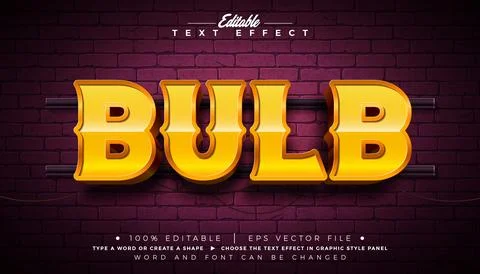 Light Bulb Billboard Editable Text Effect Design Graphic Style with Retro Mar イラスト素材